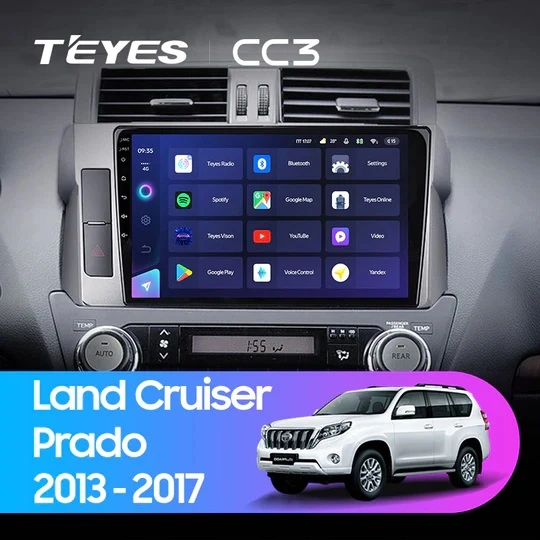 Navigatie Auto cu Asistenta AI Teyes CC4 PRO Toyota Land Cruiser Prado J200 2013-2017 8+128GB 10.36" QLED, Android 13, 5G, 7.1 DSP, CarPlay
