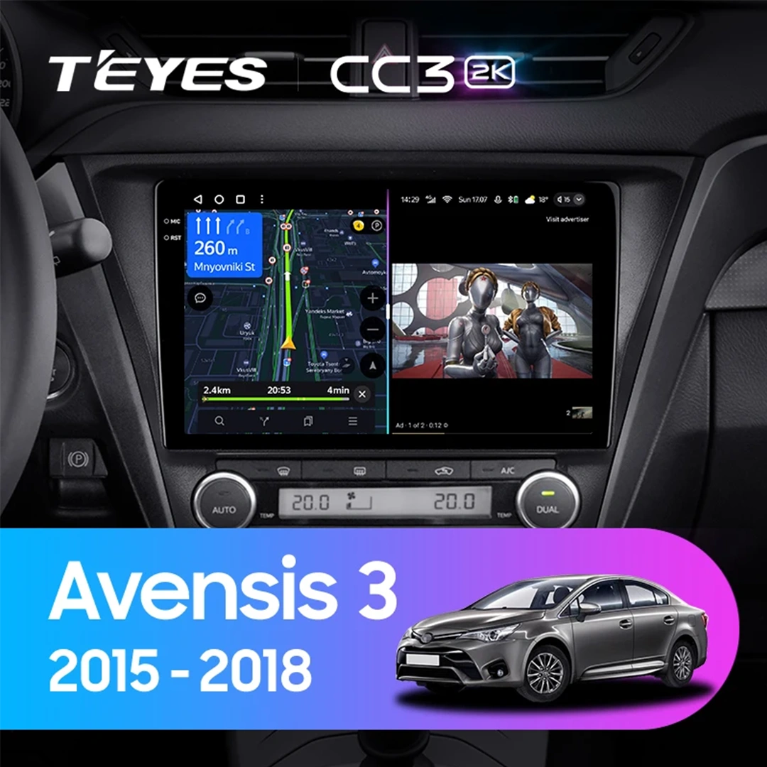 Navigatie Auto cu Asistenta AI Teyes CC4 PRO Toyota Avensis 3 2015-2018 8+128GB 10.36" QLED, Android 13, 5G, 7.1 DSP, CarPlay