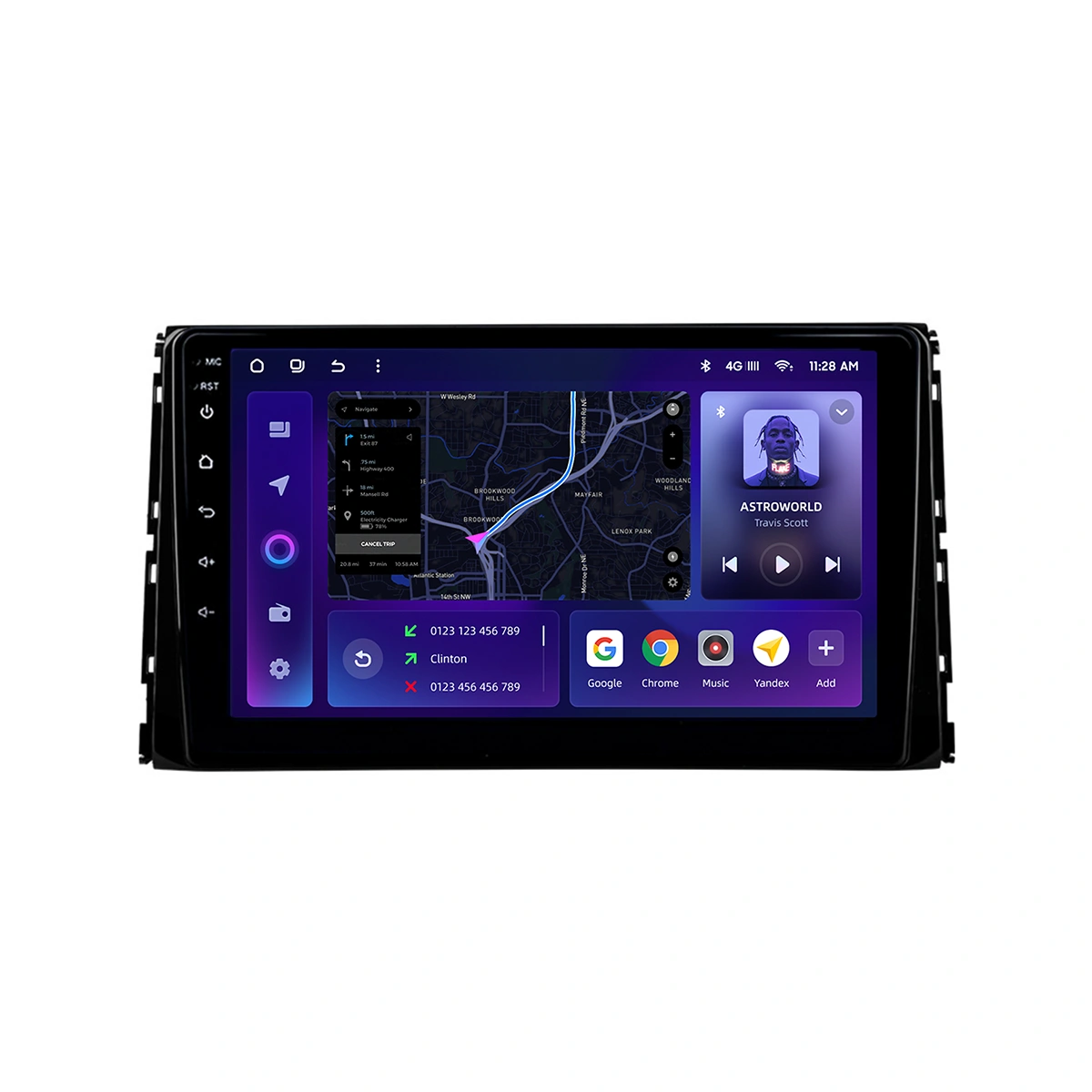 Navigatie Auto MOSS M3 Toyota RAV4 XA50 2019-2023 4+32GB 9" QLED Octa-core 2Ghz, Android 4G Bluetooth 5.1 DSP